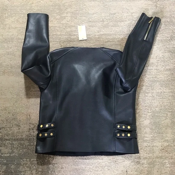Michael KORS Faux Leather Biker Jacket Size L